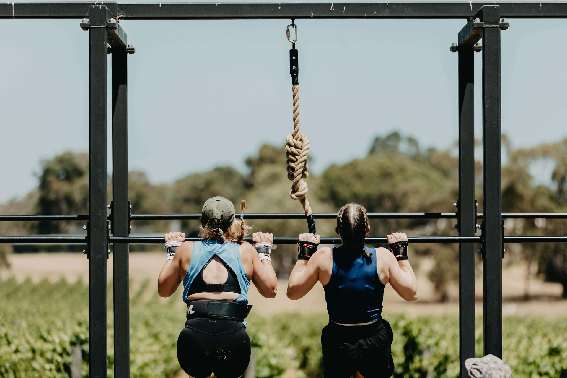 Athletes training outdoors